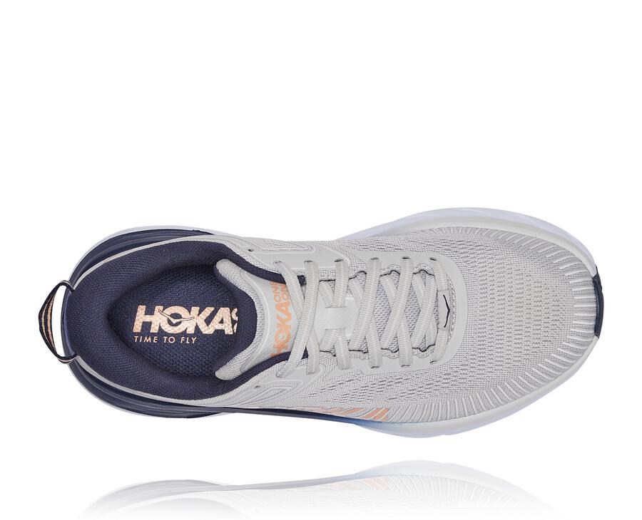 Hoka One One Running Shoes Womens Grey/Black - Bondi 7 - 90173HSLP